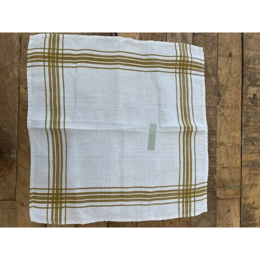 White & Butterscotch Plaid Cotton Napkins 12